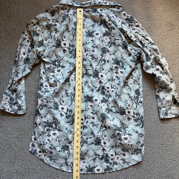 Pine Cone Hill Fine Linens Pajama Top Women's Gray White Flowers Print | Sz XS - Picture 10 of 12